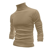 preiswerte Basic-T-Shirts-Herren T Shirt T-Shirt Langarmshirt Langarm Rollkragen Frühling &amp; Herbst Einfach Mode Designer Basic Urlaub Straße Ausgehen Wein Aprikose Dunkelgrau Top T-Shirt für Herren