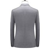 voordelige Heren Klassieke Blazers-Voor heren Afstuderen Blazer Cocktail kledij Smoking liiketoiminta Bruiloft Modieus Casual Lente &amp; Herfst Polyester Effen Zak Knop Casual / Dagelijks Dubbele rij knopen Blazer Geel Bordeaux