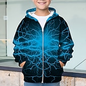 billiga Pojkens 3D Vision &amp; Geometri-Pojkar 3D Grafisk Huvtröja Kappa Ytterkläder Långärmad 3D-tryck Höst Vinter Mode Streetwear Häftig Barn 3-12 år Utomhus Ledigt Dagligen Normal