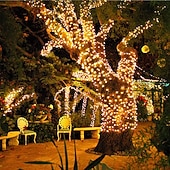 halpa Aurinkoenergiakäyttöinen-Vedenkestävä aurinko-LED-valoketju ulkona keijukaisvalot 5M-20 to 22M-200 LED-puutarhaan häihin juhliin ja lomakoristeluun