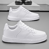 billiga Herrsneakers-Herr Sneakers Kontor / Business Vita skor Promenad Ledigt Dagligen Läder Bekväm Korta stövlar / ankelstövlar Loafers Svart Vit Vår Höst