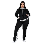 cheap Women&#039;s Tracksuit-Women&#039;s Tracksuit Sweatsuit 2 Piece Athletic Winter Long Sleeve Thermal Warm Breathable Soft Fitness Running Jogging Sportswear Activewear Striped Black Yellow Light Green