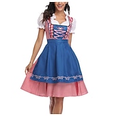 baratos Mulheres-Oktoberfest Vestidos Dirndl Trachtenkleader Oktoberfest / Cerveja Empregada Bávaro Alemão Munique prados Mulheres Pano de Estilo Tradicional Blusa Vestido Avental (70 cm)
