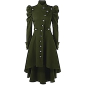 levne Svrchní oděvy-Retro Punk a gotika Středověké Frak Trenčkot Čerodějnice cosplay Jednobarevné Dámské Steampunk Valpuržina noc předvečer Všech svatých Karneval Plesová maškaráda LARP Dospělé Kabát Šaty