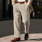levne Volný-Pánské Oblekové Kalhoty Kalhoty pro volný čas Sametové kalhoty Přední kapsa Straight-Leg Bez vzoru Pohodlné Obchod Denní Dovolená Módní Elegantní &amp; moderní Vojenská zelená Fialová