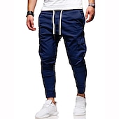 abordables Pantalones cargo-Hombre Pantalones cargo Persona que practica jogging Pantalones Retazos Bolsillo con cremallera Color sólido Comodidad Transpirable Casual Diario Ropa de calle Deportes Moda Negro Blanco Microelástico