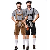 billiga Män-Oktoberfest lederhosen Skjorta Bayersk Bavarian Tyska Ängar Herr Traditionell stil tyg Blus Shorts Hatt