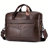 economico Borselli da uomo-valigetta in pelle marrone premium: elegante borsa per laptop da lavoro con tasche multiple, resistente per uso professionale e viaggi