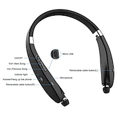 cheap TWS True Wireless Headphones-Foldable Bluetooth Headset Lightweight Retractable Bluetooth Headphones for Sports&amp;Exercise Noise Cancelling Stereo Neckband Wireless Headset