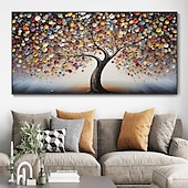 cheap Tree Oil Paintings-Hand Painted Wall Art Abstract Colorful Tree Canvas Oil Painting Handmade Textured Landscape  Painting Hand Painted Forest painting Home Decoration Decor Rolled Canvas