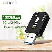 Недорогие Периферийные устройства для компьютера-edup USB Wi-Fi адаптер переменного тока двухдиапазонный беспроводной 1300 Мбит/с сетевая карта USB LAN 802.11ac мини-портативный адаптер Wi-Fi для ПК ноутбукподходит для Windows XP/Vista/7/8/10 есть