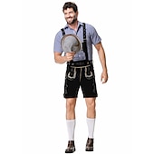 preiswerte Männer-Oktoberfest Lederhosen Hemd Bayerisch Bayerisch Deutsch Wiesn Herren Stoff im traditionellen Stil Bluse Shorts Hut