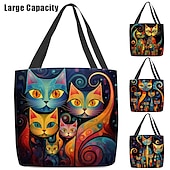 economico Borsette e borse tote-borsa tote da donna con stampa di gatti colorati, design artistico con grande capacità, perfetta per l&#039;uso quotidiano o per lo shopping