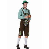 cheap Men-Oktoberfest Lederhosen Shirt Bavarian Bavarian German Wiesn Men's Traditional Style Cloth Blouse Shorts Hat