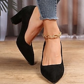 levne Block Heels-elegantní růžové semišové lodičky na podpatku – klasické vysoké podpatky se špičatou špičkou pro ženy, ideální do kanceláře, na večírky a formální události