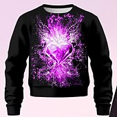 billiga Flickans 3D Vision &amp; Skinande-Flickor 3D Hjärta Set Sweatshirt &amp; Flare Pants Set Långärmad 3D-tryck Höst Vinter Aktiv Mode Dagligen Barn 4 år + Rund hals Utomhus Semester Datum Normal