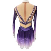 economico Abiti da Pattinaggio Artistico-Vestito da pattinaggio artistico Per donna Da ragazza Pattinaggio sul ghiaccio Vestiti Viola Foro per pollice tintura sfumata Elevata elasticità Professionale Competizione Vestiti da pattinaggio sul