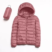 billiga Puffers &amp; Parka-dam pufferjacka med hoodie jacka vandring dunjacka vinter utomhus termisk varm packbar vattentät vindtät jacka topp full längd synlig dragkedja fiske camping / vandring / grottvandring