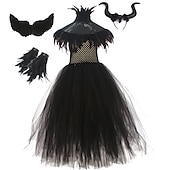 preiswerte Kostüme für Mädchen-Halloween Hexe Maleficent Walpurgisnacht Kleid Cosplay Kostüm Tutu Kinder Mädchen Cosplay Halloween Leistung Party Halloween Halloween Karneval Maskerade Einfaches Karnevalskostüm