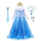 abordables Disfraces para niños-Frozen Cuento de Hadas Princesa Elsa Vestido de niña de las flores Disfraz de fiesta temática Vestidos de tul Cosplay Cosplay de película for Chica Niños Navidad Carnaval Mascarada Boda Invitado a la