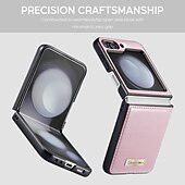 Χαμηλού Κόστους Samsung Θήκη-τηλέφωνο tok Για Samsung Galaxy Z Flip 5 Z Flip 4 Πίσω Κάλυμμα Φορητά Αντικραδασμική Κορνίζα Δέρμα Ρετρό TPU Μεταλλικό PU δέρμα