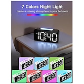 cheap Radios and Clocks-Super Loud Alarm Clock for Heavy Sleepers, Digital Clock with 7-Color Night Light, Adjustable Volume, Small for Bedrooms