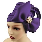 preiswerte Hochzeit Kopfschmuck-Kopfbedeckungen Kopfbedeckung Polyester / Baumwollmischung Schlapphut Turbane Casual Kirche Mit Pure Farbe Muster Kopfschmuck Kopfbedeckung