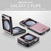 Χαμηλού Κόστους Samsung Θήκη-τηλέφωνο tok Για Samsung Galaxy Z Flip 5 Z Flip 4 Πίσω Κάλυμμα Φορητά Αντικραδασμική Κορνίζα Δέρμα Ρετρό TPU Μεταλλικό PU δέρμα