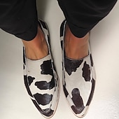 billige Slip-ons og loafers til kvinner-loafers i imitert skinn for kvinner – stilige svarte og hvite slip-on-leiligheter for fritids- og kontorklær