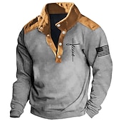 cheap Men&#039;s 3D Sweatshirts-Men&#039;s Cross Jesus National Flag Sweatshirts Sweatshirt Long Sleeve Sweatshirt Stand Collar Daily Casual Vintage Retro 3D Print Vacation Sports Outdoor Holiday Print Spring &amp;  Fall