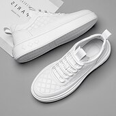 cheap Men&#039;s Sneakers-Men&#039;s Sneakers Plus Size Height Increasing Shoes Dad Shoes Running Walking Sporty Casual Outdoor Daily Mesh PU Breathable Height Increasing Lace-up White brown White Spring Fall