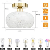 economico Lampade da soffitto-plafoniera in vetro semi-incasso plafoniera per camera da letto soggiorno corridoio cucina, moderna lampada a tamburo vicino al soffitto 110-240v
