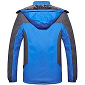 baratos Casacos &amp; Sobretudos para Homem-Homens Casaco com capuz Jaqueta de Trilha Jaqueta de Esqui Jaqueta de Chuva Ao ar livre Roupa Diária Quente Zíper Bolsos Inverno Bloco de cor Moda Roupa de rua Com Capuz Padrão Preto Vermelho Azul