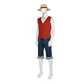 cheap Anime Costumes-One Piece Monkey D. Luffy Anime Cosplay Suits Halloween Carnival Vest Pants Hat For Men&#039;s Women&#039;s Adults&#039;
