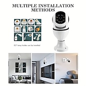 cheap Indoor IP Network Cameras-5G WIFI Surveillance 360 Rotate Auto Tracking Panoramic Camera Wireless E27 PTZ Camera CCTV IR Night Vision Motion Detection Two-Way Audio