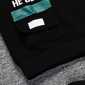 cheap Sets-2 Pieces Kids Boys Hoodie &amp; Pants Outfit Graphic Letter Long Sleeve Pocket Set Outdoor Fashion Cool Spring Fall 7-13 Years Black Dark Green