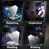 cheap Work Lights-2pcs LED Work Light Rechargeable Flashlight Mechanic Lights with Magnetic Base, Tool Gifts for Dad Men 4 Modes Bright Inspection Torch Light for Car Repair, Garage, Emergency, BBQ and Camping