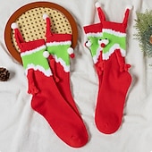 abordables sombrero de papá noel y accesorios-Papá Noel Calcetines de Navidad Calcetín de tripulación Mujer Navidad Año Nuevo Navidad Calcetines