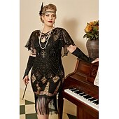 economico Outfit-Retrò Vintage Anni Ruggenti Anni 1920 Abito Flapper Vestito Abiti Il grande Gatsby Invitato al matrimonio Paillettes Frangia con nappe Taglie Forti Per donna Natale Halloween Carnevale Halloween