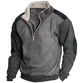 billige Basic gensere-Herre Genser Glidelås med glidelås Taktisk Grønn Grå Halv glidelås Fargeblokk Lapper Sport &amp; Utendørs Daglig Ferie Polyester Årgang Fritid Tynn fleece Høst vinter Klær Gensere Gensere Langermet