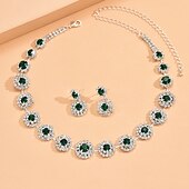 economico Parure di gioielli-Set di gioielli 2 pezzi Strass Lega 1 collana Orecchini Per donna Di tendenza Moda Semplice geometrico Di forma geometrica Parure di gioielli Per Matrimonio Feste Invitati del matrimonio
