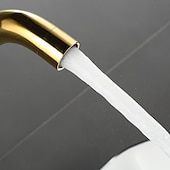 cheap Wall Mount-Wall Mounted Bathroom Sink Faucet, Brass Constructed Single Handle One Hole Long Reversible Spout Bath Mixer Taps for Bathroom Sink Tall Vessel in Black Chrome Antique Brass Silver