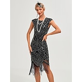olcso Ruhák-Ordító 20-as évek 1920-as évek Koktélruha Flapper ruha Ruhák Karácsonyi party ruha A nagy Gatsby Charleston Esküvői Vendég Flitter Rojt Jelmez Női Karácsony Mindszentek napja Farsang Farsang Esküv