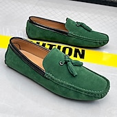 cheap Men&#039;s Slip-ons &amp; Loafers-Men&#039;s Orange and Blue Suede Driving Loafers with Tassel Detail and Non-Slip Rubber Sole - Stylish and Comfortable for Casual and Driving Wear