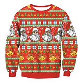abordables Sudaderas y sudaderas con capucha divertidas-Navidad Sudadera Pullover Sudadera navideña divertida Impresión 3D Estampado 3D Bolsillo delantero Gráfico Gracioso Para Pareja Hombre Mujer Adulto Navidad Carnaval Mascarada Impresión 3D Fiesta