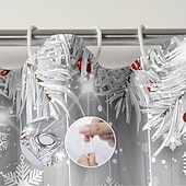 クリスマス雪の結晶シャワーカーテン、滑り止めラグ、トイレ蓋カバー&バスマット、メリークリスマスバスルーム装飾、防水シャワーカーテン、フック12個付き、クリスマスデコレーション。 お買い得  Christmas Bath-クリスマス雪の結晶シャワーカーテン、滑り止めラグ、トイレ蓋カバー&バスマット、メリークリスマスバスルーム装飾、防水シャワーカーテン、フック12個付き、クリスマスデコレーション。