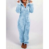 ieftine Îmbrăcăminte de dormit-pijama de pluș pentru femei, fleece, ureche de urs, hanorac roșu, pe lungime, căldură de iarnă, îmbrăcăminte confortabilă, îmbrăcăminte de dormit cu fermoar, ținute casual acasă, acasă