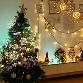 voordelige Batterij String Lights-0,3 m Verlichtingsslingers Kerst Starburst-verlichting 90/120/150/180/200 LEDs EL Warm wit Koel wit Blauw Vuurwerk / Starburst Lights Bruiloft Kerst decoratie Patio 5 V