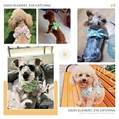 cheap Dog Collars, Harnesses &amp; Leashes-Dog Harness and Leash Set with Bow Knot No Pull Pet Daisy Floral Harness with D-Ring Soft Mesh Dog Harness Vest Set Escape Proof Princess Puppy Harness for Small Girl Dogs Cats