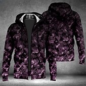 cheap Men&#039;s Zip Up Hoodies-Men&#039;s Camouflage Graphic Prints Hoodie Hoodies Sweatshirt Full Zip Hoodie Long Sleeve Hooded Sweatshirt Hooded Streetwear 3D Print Sports &amp; Outdoor Daily Sports Red Blue Zipper Print Spring &amp;  Fall